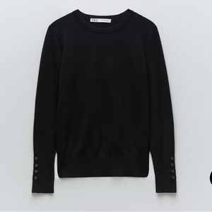Zara black knit sweater with gold buttons. Size medium